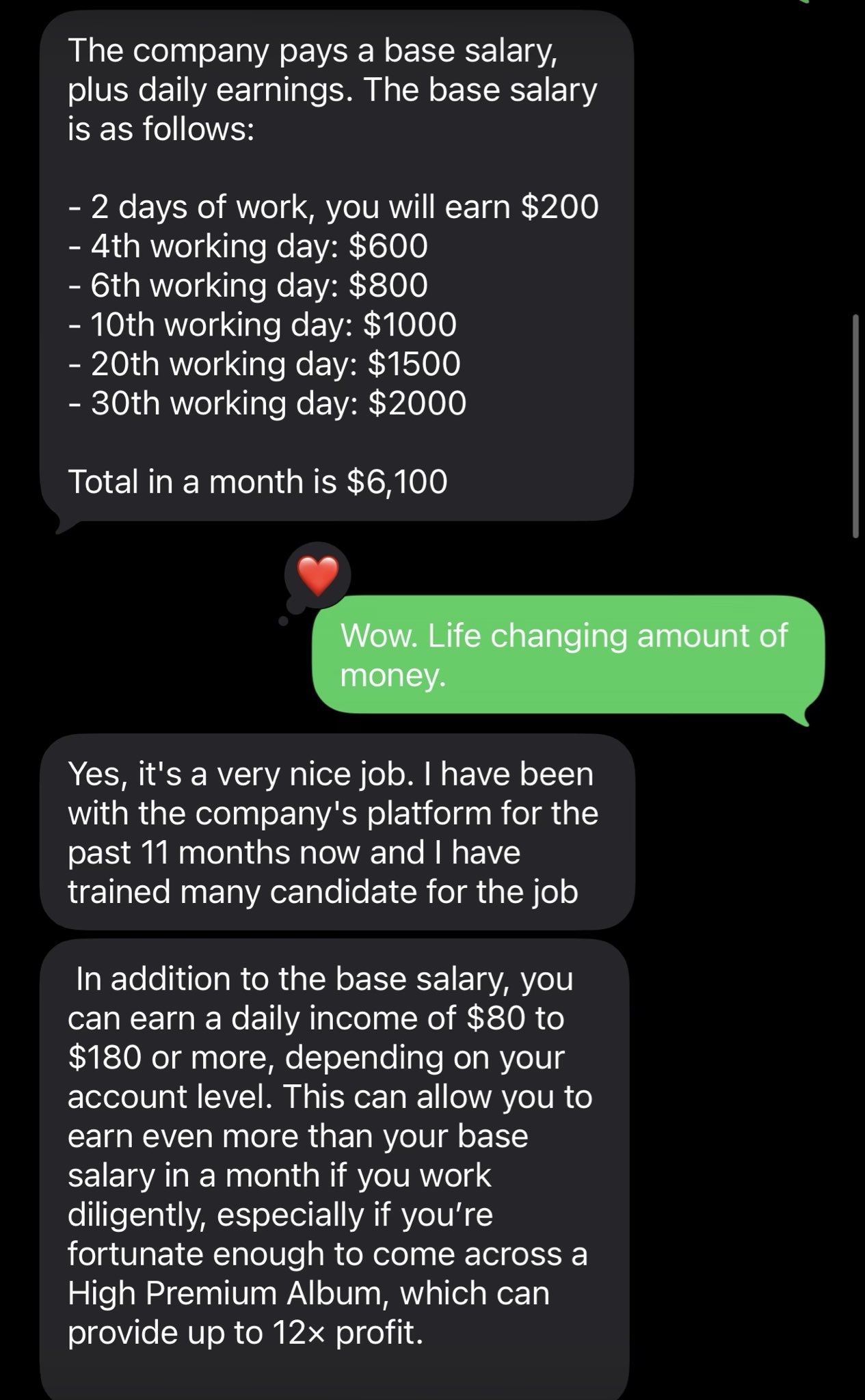 Final SMS with link to the fake portal